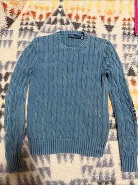 Polo by Ralph Lauren Light Blue Cable Knit Crewneck Sweater